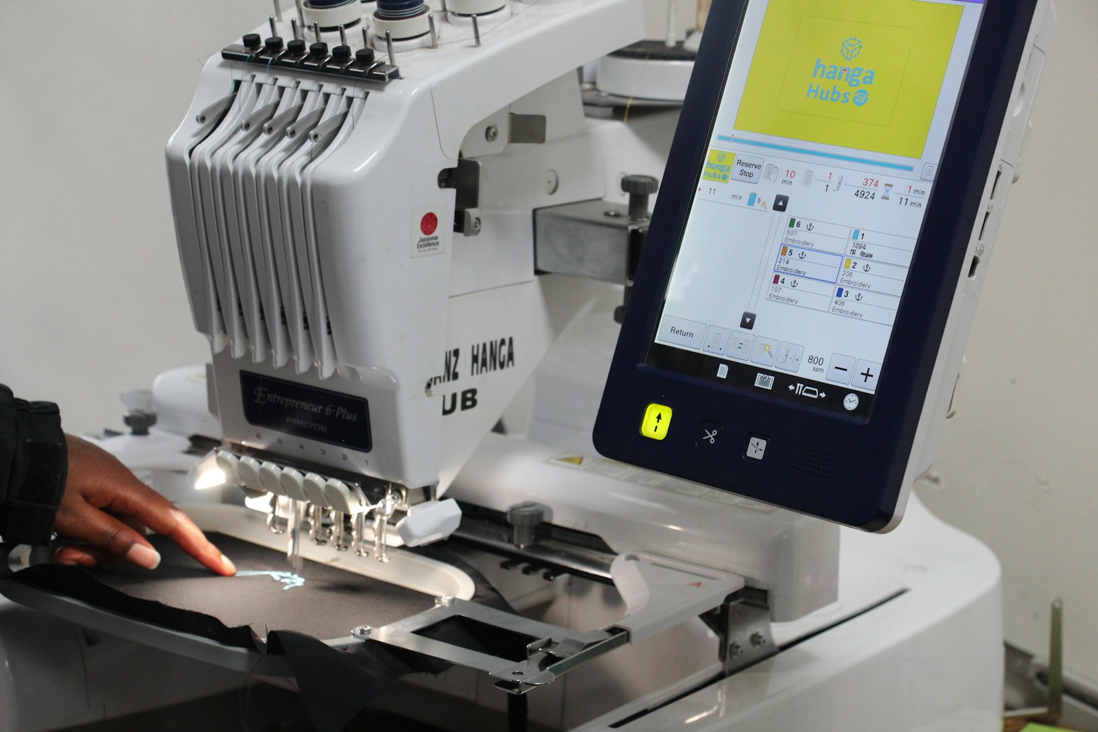 Illustrative embroidery process for custom garment branding